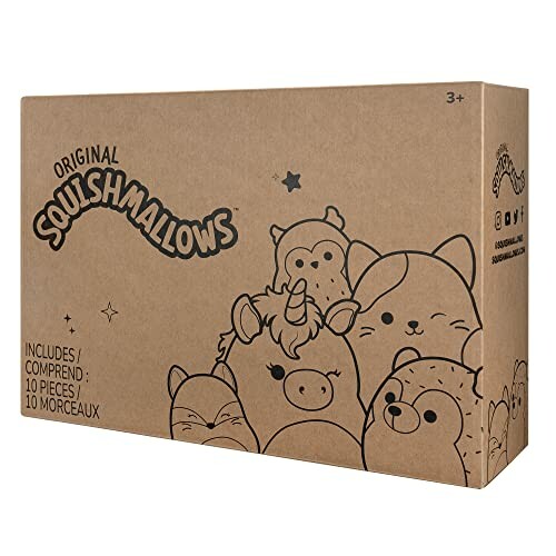 Box of original Squishmallows with animal illustrations