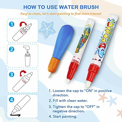 Instructions on how to use a water brush with illustrations.